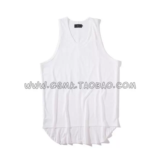 KISSNATE cotton đường phố cao cotton dài trước khi ngắn hem dài uốn cong vest nam KANYE