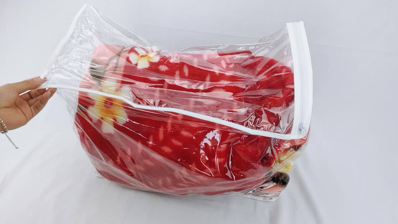 Foldable Recyclable Clear Pvc Blanket Bag Zipper Bag Comforter Bedding
