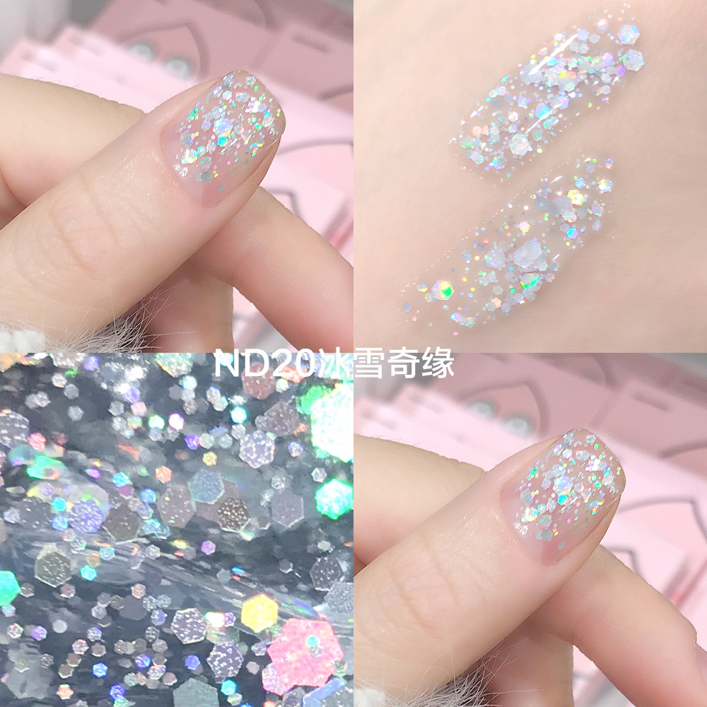 Seven color wave drill silver color bright sheet sparkling nail polish can tear up and tasteless free baking fast dry and persistent ice and snow chic edge