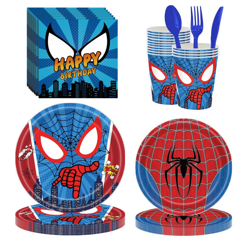 Spider-Man Themed Tableware for Boys' Birthday Party Decorations Disposable Paper Plates Paper Cups Napkins Table Setting Spider-Man Themed Tableware for Boys' Birthday Party Decorations Disposable Paper Plates Paper Cups Napkins Table Setting