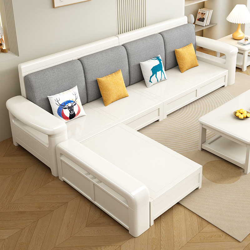 Solid wood sofa purple gold sandalwood modern minimalist winter and summer dual-use corner chaise wood home size sofa