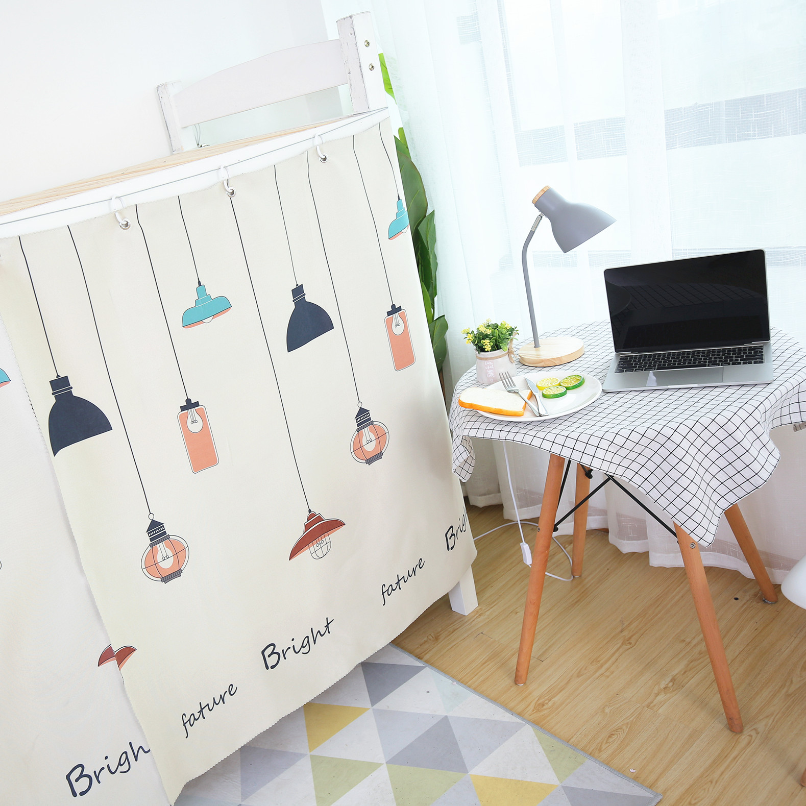 rèm cửa phòng ngủ ký túc xá sinh viên giường dày của bóng vật lý đàn ông chiếc giường tầng lớp vỏ và phụ nữ ins đèn phong cách tối giản - Bed Skirts & Valances vải rèm ngủ