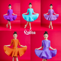 Latin Dance Suit New Summer Mid-Sleeve Fewer Children Competition Rules Suit Girl Professional Exam Class Service Suit Suit
