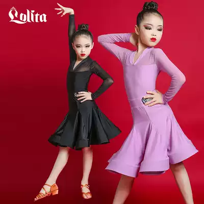 Lolita dance clothing children's girls autumn long-sleeved Latin dance professional high-end dance clothing girls competition clothing