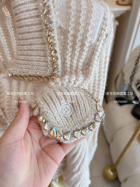 Mohair Diamond Sweater Women's 2026 Spring New Loose Pullover Single-breasted Lazy Knitted Sweater Cardigan