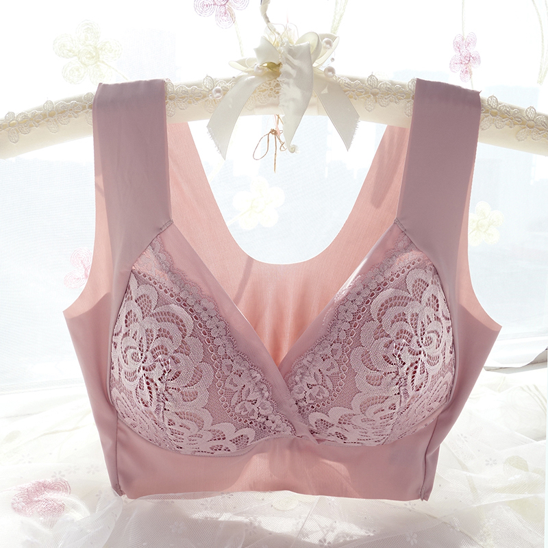 Japan's new export jacquard seamless gather non-sensing ultra-thin large size no steel ring vest ladies underwear bra