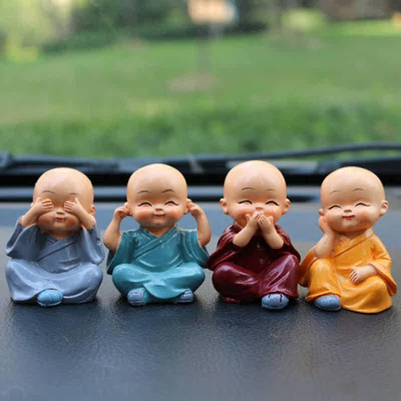Car creative cute decoration Buddhist monk office home study tea table desk decoration decoration