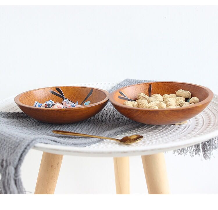 Zakka Nhật Bản phong cách vẽ tay bằng gỗ tròn trái cây sấy khô Teahouse cafe nhà bằng gỗ món ăn món kẹo - Tấm khay trà gỗ đẹp