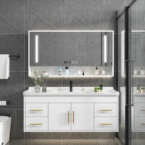 Light luxury bathroom cabinet combination rock board one countertop modern simple toilet wash table washbasin cabinet bathroom cabinet