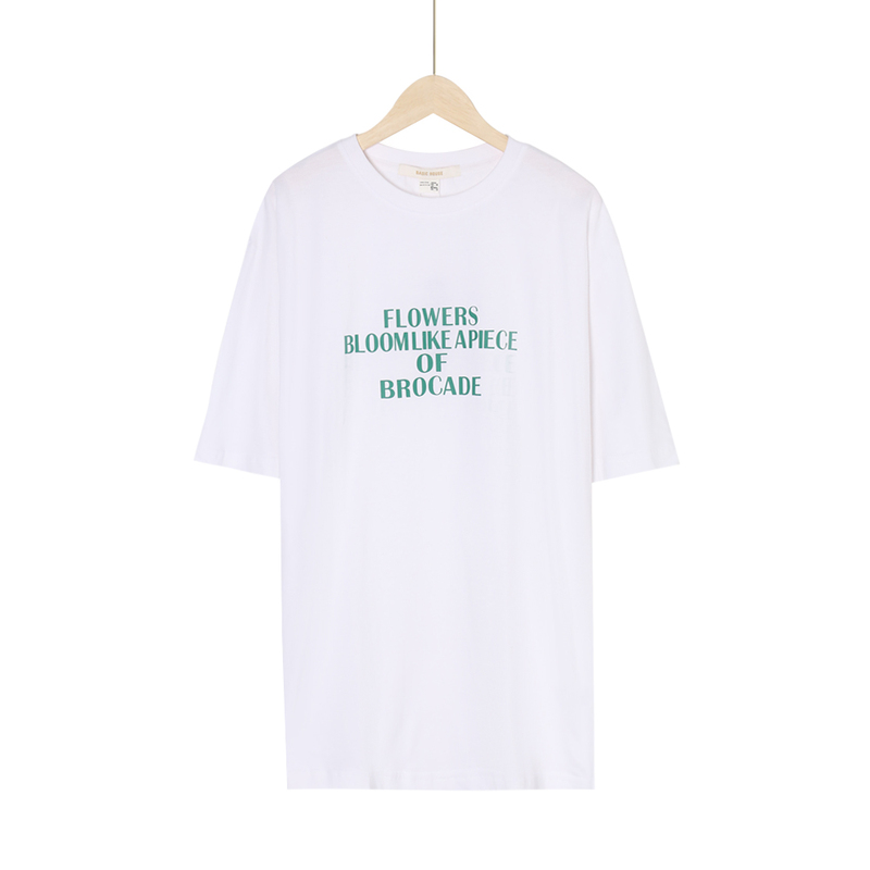 【Bj】Women's Letter Print Short-Sleeved T-Shirt Trendy Clothing Street Style Bj3261