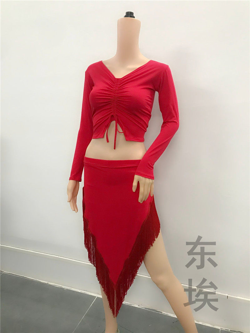 Belly dance practice Costume Inspired performance Costume Flow Su Skirt Long Sleeves Draw With Blouses