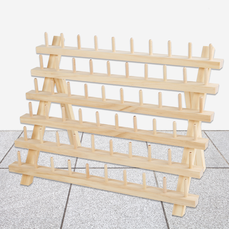 Solid Wood Sewing Thread Rack for Storing Pagoda Thread, Jade Thread, Twine, Crystal Yarn, Household Wall-Mounted Hook-Type Thread Spool Rack