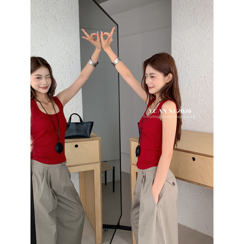 Yuanxi 263097 Classic Versatile Square-Neck Slimming Tank Top for Women, New Summer 2026 Top Yuanxi 263097 Classic Versatile Square-Neck Slimming Tank Top for Women, New Summer 2026 Top