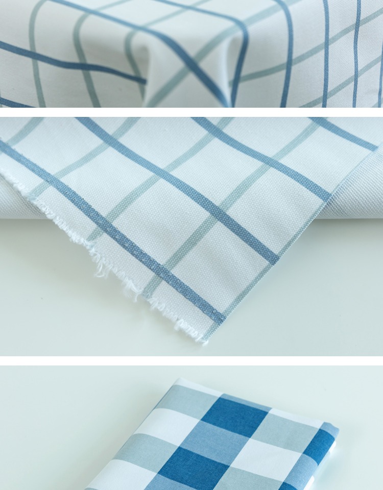 Vải kẻ sọc xanh Nhật Bản và Hàn Quốc Vải cotton khăn trải bàn rèm gối sofa handmade tự làm vải lanh dày mới vải thun cotton lạnh 4 chiều