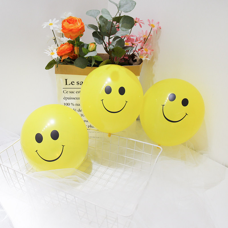 ins Korean smiley face latex balloon expression bunnet red little red book the same children's birthday party arranged decorations