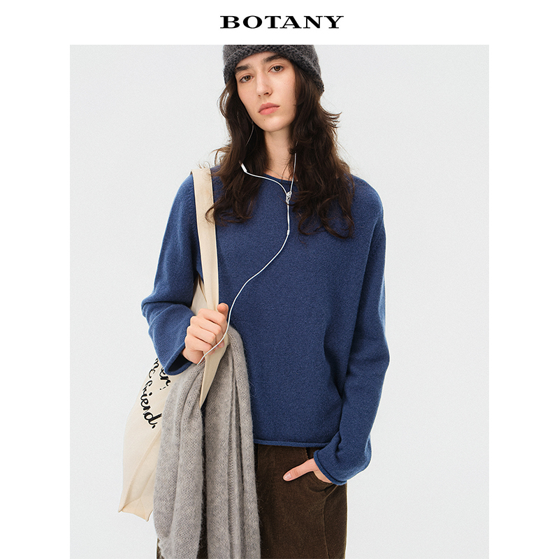 Botany30 Simple and Lazy Style 100% Wool Rolled Collar Sweater