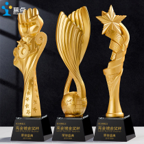 Blue dot trophy custom creative resin thumb five-pointed star custom crystal trophy production lettering metal medal