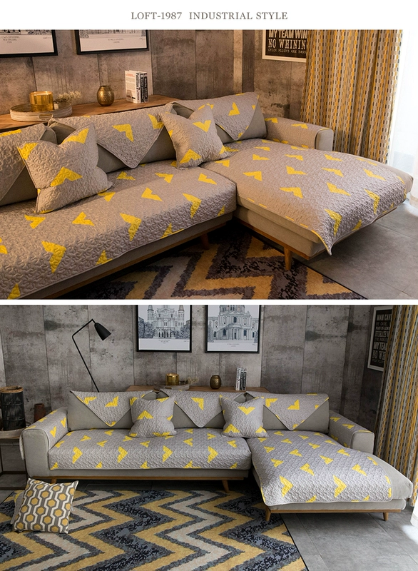 Mo Naihe Phong cách công nghiệp Mỹ mix và match cotton twill vải sofa đệm đệm chống trượt sofa bọc khăn tùy chỉnh - Ghế đệm / đệm Sofa