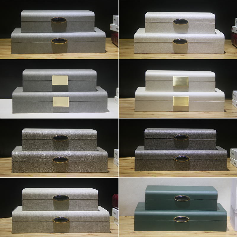 Huaren Leather Modern New Chinese Style First Accessories Box Containing Box Decoration Box Ornament Box-Like Board Room soft-set swinging piece storage
