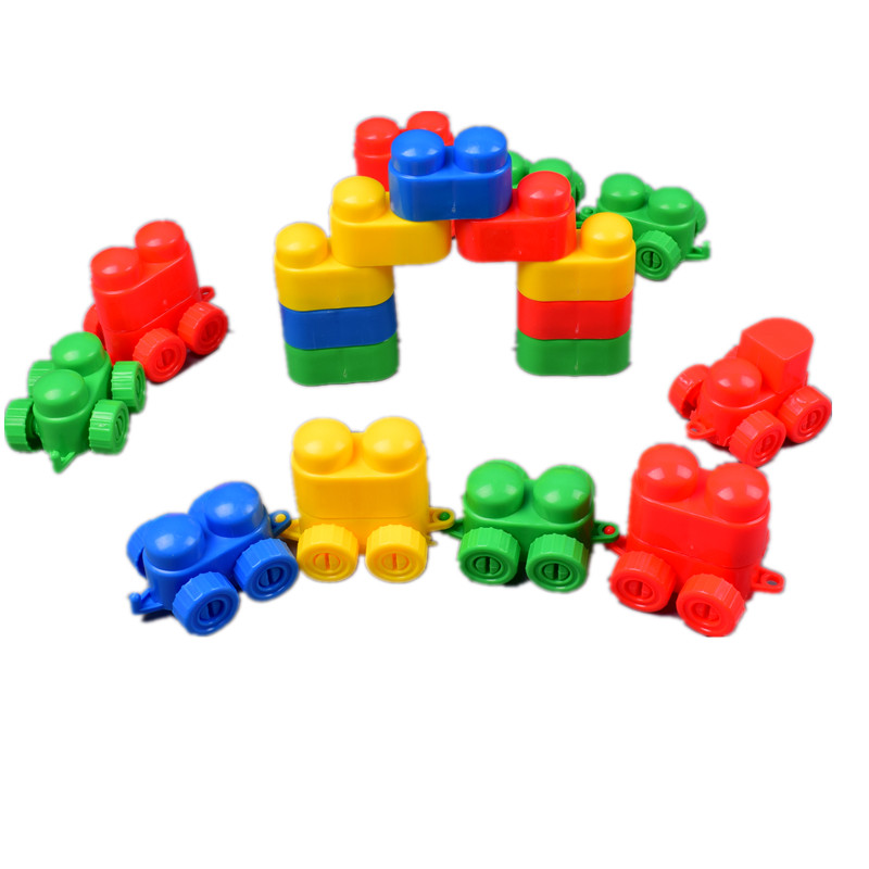 Animation City blocks plugging toys cars trains assembling castle kindergarten children's desktop plastic toys