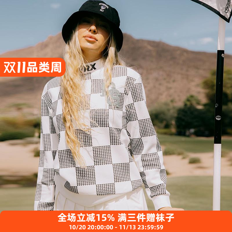 Authentic Devereux Golf Fashionable Women's High-Neck Plaid Printed Pique Mesh Breathable Long-Sleeved Sweatshirt Authentic Devereux Golf Fashionable Women's High-Neck Plaid Printed Pique Mesh Breathable Long-Sleeved Sweatshirt