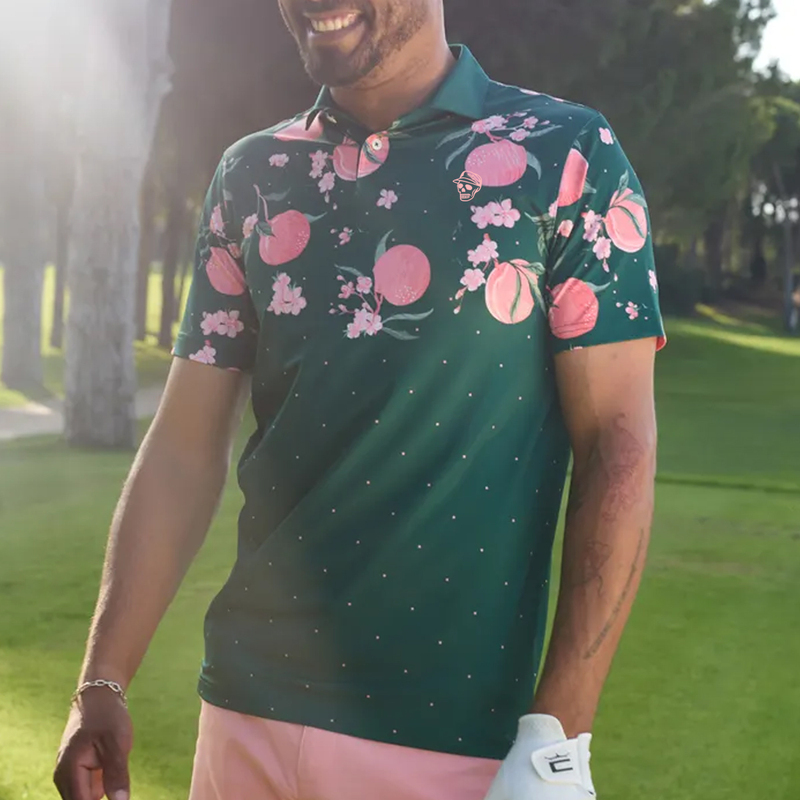Devereux Golf American Golf Casual Sports Peach Print Summer Breathable Polo Shirt Short-Sleeved Men's