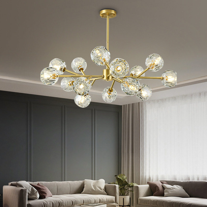 Nordic crystal chandelights light and luxurious all-bronze villa bedroom living room living-room light G9 exchangeable bulb warm LED light can be 110V