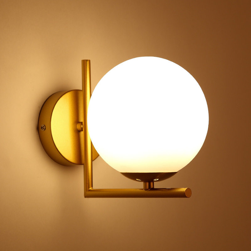 Nordic small wall lamp golden minimalist ball living room dining room stairs bedroom lamps E27 tricolor LED can be 110V