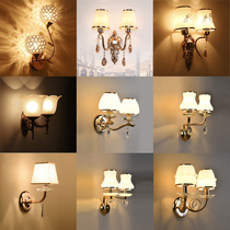 European style small wall lamp electroplated living room background wall Bedroom bedside lamp replaceable bulb Three-color LED can be 110V