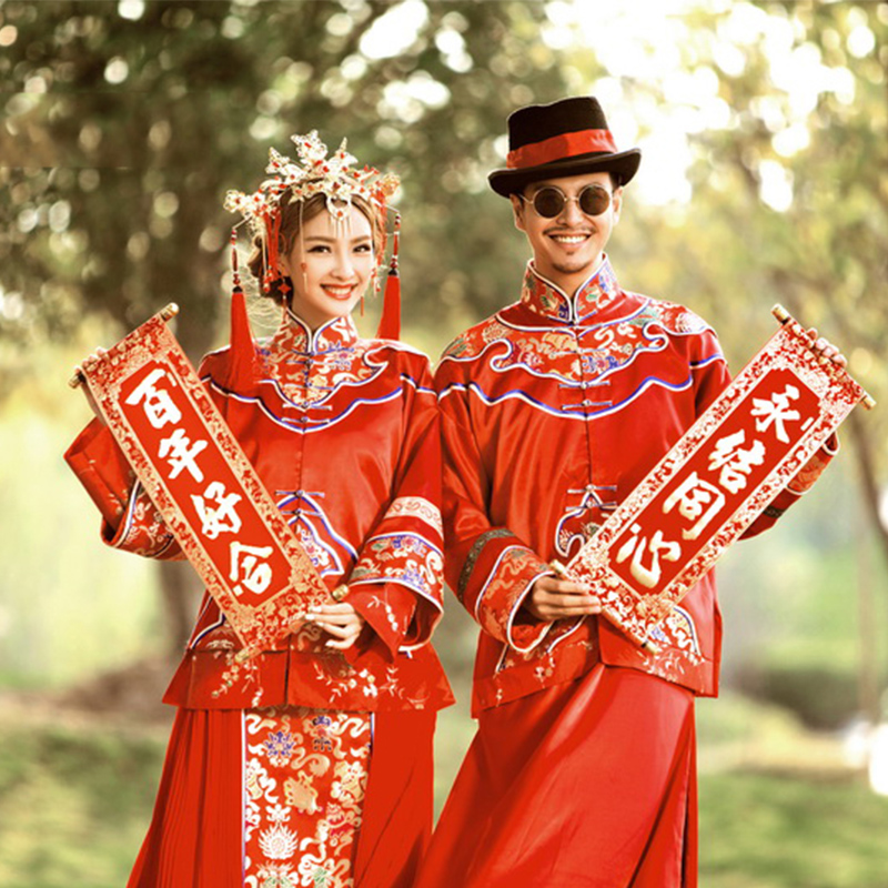 Photo studio Costume photography props Wedding photo Wedding photo props Flannel scroll couplet Hundred years of friendship forever knot concentric