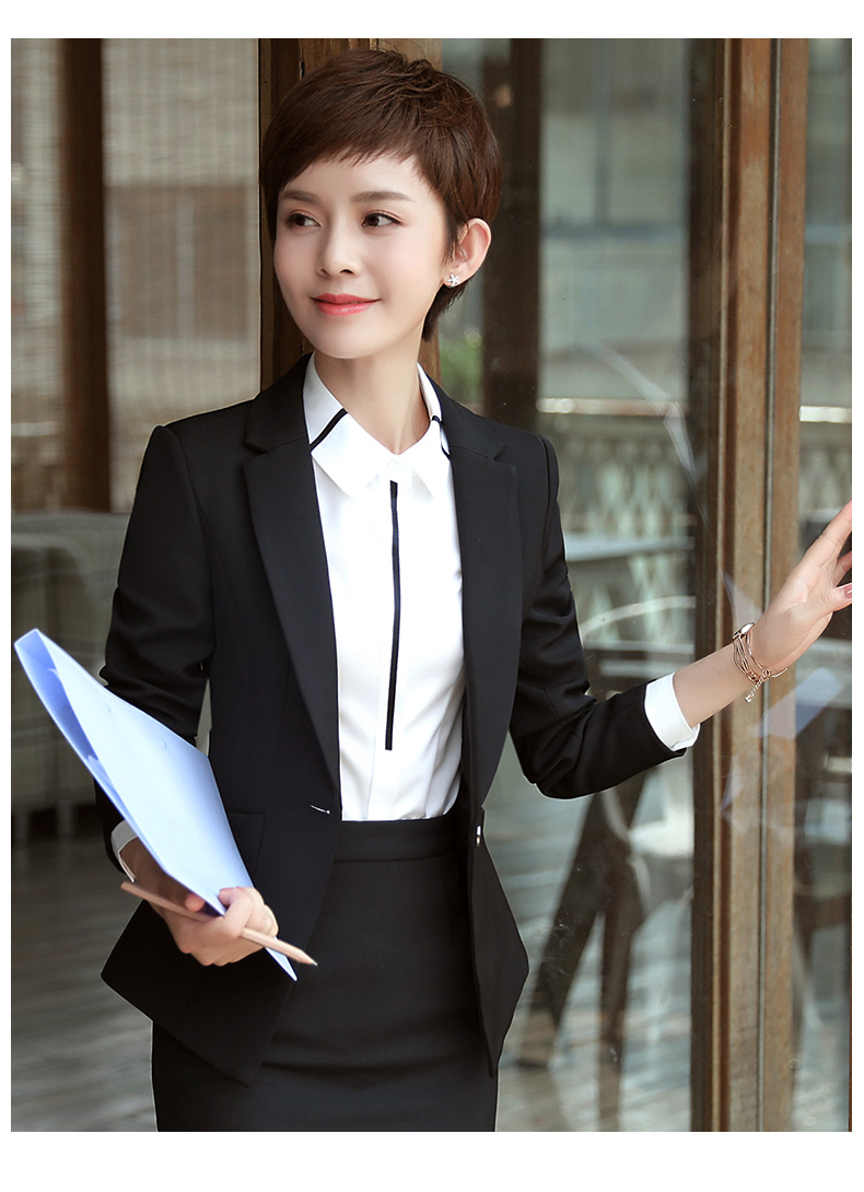 Bộ đồ nữ nhỏ phù hợp với áo khoác chuyên nghiệp 2018 phiên bản Hàn Quốc mùa thu đông mới mặc đồng phục váy đen phù hợp với đoạn văn ngắn áo kiểu nữ