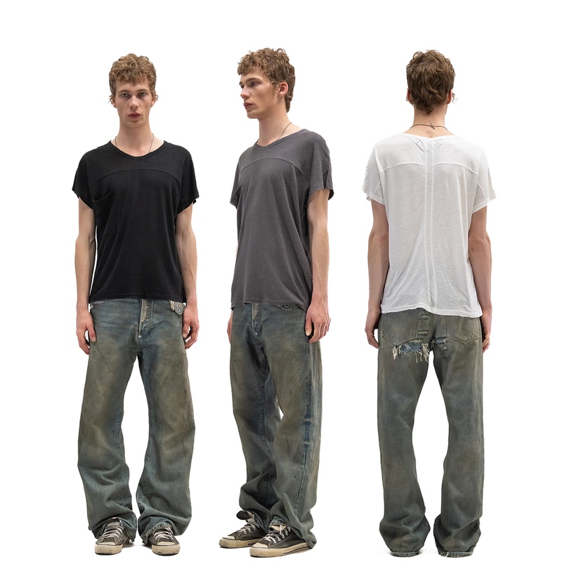 No Faith Studios 26Ss Three-Color Basic Short-Sleeved Linen Blend Casual Work Clothing Versatile T-Shirt No Faith Studios 26Ss Three-Color Basic Short-Sleeved Linen Blend Casual Work Clothing Versatile T-Shirt
