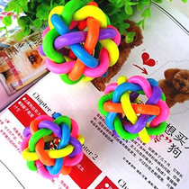 Colored bell ball colored plastic woven ball pet toy dog toy rubber toy Teddy VIP toy