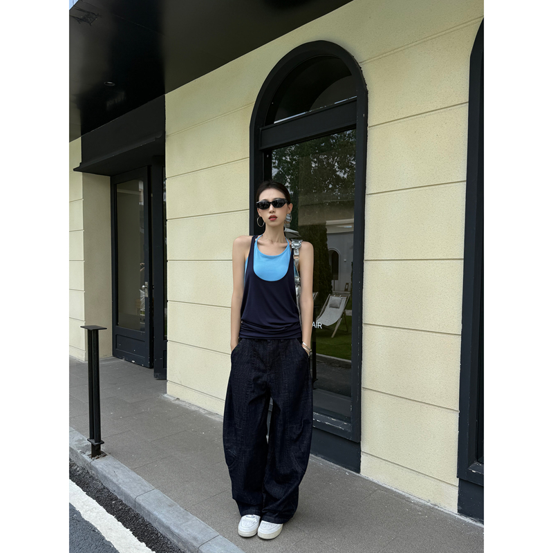 Nuomici American Retro Denim Scythe Pants for Women, New Summer Style, Mid-Low Waist Workwear, Loose Wide-Leg Pants Nuomici American Retro Denim Scythe Pants for Women, New Summer Style, Mid-Low Waist Workwear, Loose Wide-Leg Pants