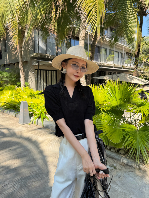 Aijiejia Genuine Elsissi Casual Breathable Polo Collar T-Shirt Knitwear 2026 Spring New Sweater 7325