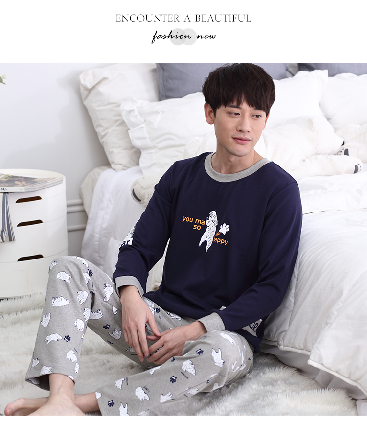 Đặc biệt hàng ngày mùa xuân và mùa thu các cặp đôi đồ ngủ đô thị của phụ nữ cotton dài tay mùa thu và mùa đông nam phục vụ nhà cotton phù hợp với người đẹp pijama nam