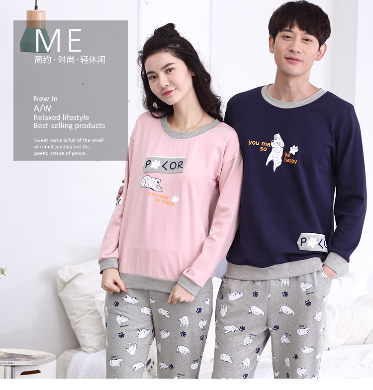 Đặc biệt hàng ngày mùa xuân và mùa thu các cặp đôi đồ ngủ đô thị của phụ nữ cotton dài tay mùa thu và mùa đông nam phục vụ nhà cotton phù hợp với người đẹp pijama nam