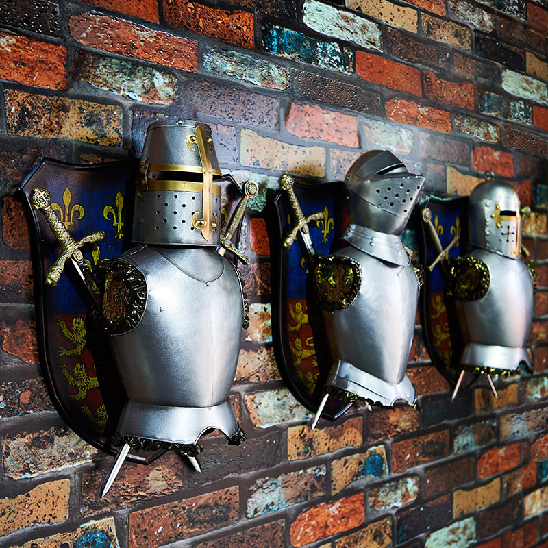 Medieval warrior armor wall Wall Decoration Bar Wall-mounted Solid Wall Trim Web Cafe Pendant Loft Pendant