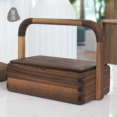 [墨痕家居] 新中式榫卯手提茶点首饰收纳盒
