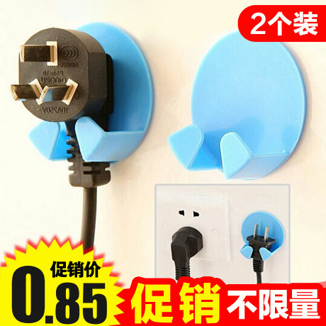 Nail-free strong adhesive socket hook for hanging power plug adhesive bracket Creative plastic wall wall adhesive hook