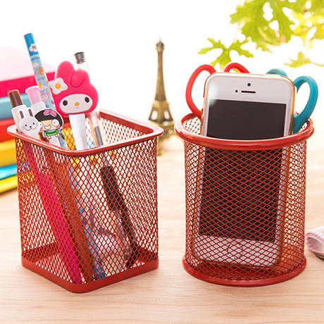 Creative Colour Round Grid pen holder metal multifunction pen holder Korea Fashion desktop office containing debris cylinder