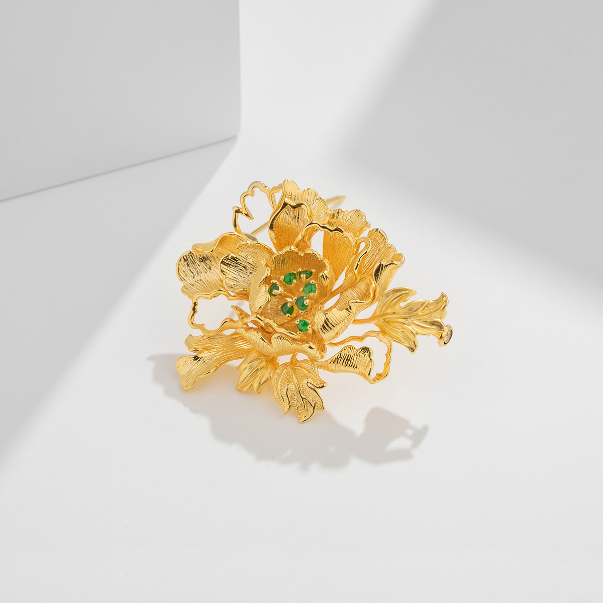 HeyJewel clothes brooch national color peony 925 silver gilded peony breast brooch birthday present girl practical