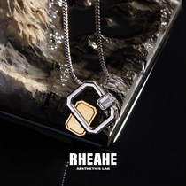 HeyJewel original design high-end 925 silver square diamond necklace cold wind personality niche fashion clavicle chain