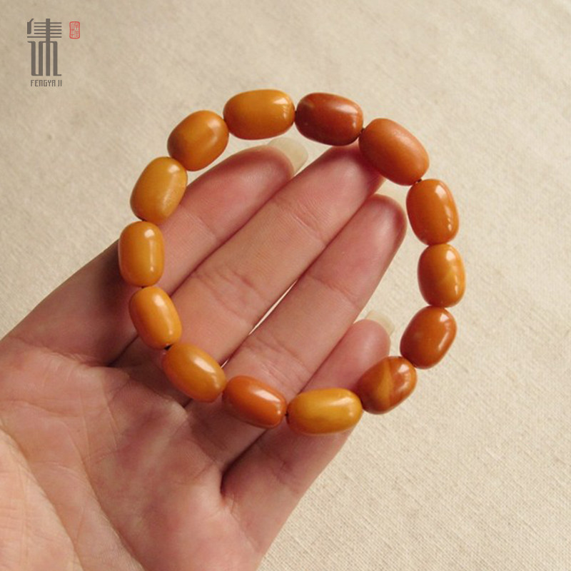 峰雅集 美品老蜜蜡桶珠手串 古董蜜蜡重9.4克