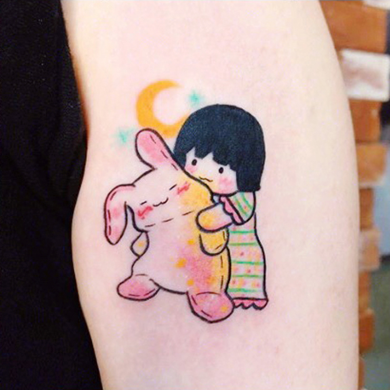 Cute cartoon little fresh tattooed with waterproof female persistent damp net red ins and elegant children tattooed stickers-Taobao