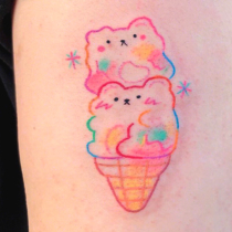 Ice cream bear cute cartoon tattoo sticker waterproof durable female Pink children Net red Hyuna tattoo sticker