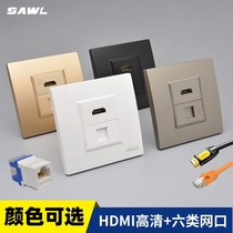 Multimedia equipment 4K TV video high-definition line hdmi with six categories of gigabit computer network cable socket panel
