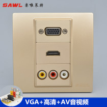 Champagne 86 Type Multimedia HDMI High-definition VGA Video Projector Audio Socket Multifunction Combo Panel