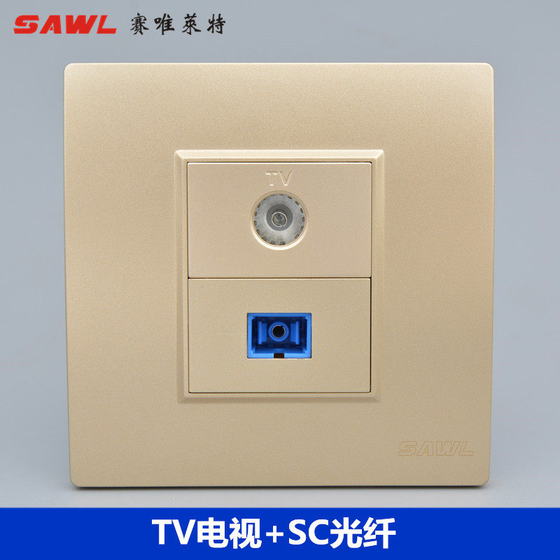 Champagne SC Fiber Optic TV Socket 86 Type of concealed Internet Fiber TV Cable TV Airport Closed-circuit Panel