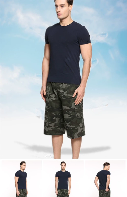 Quần tây nam ngụy trang mùa hè ngụy trang quần short nam rộng rãi cộng với phân XL quần nhiều túi